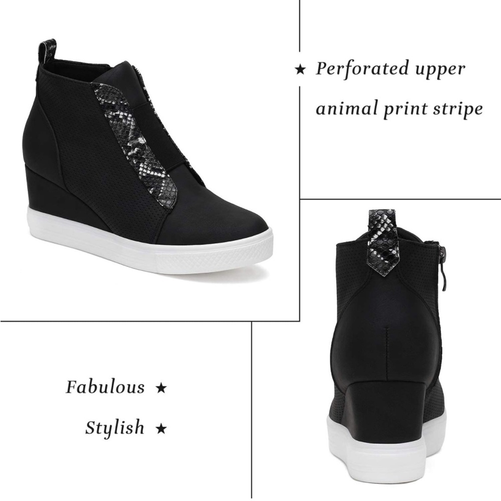 Katliu Animal Print Platform Wedge Sneakers - Picture 4 of 10
